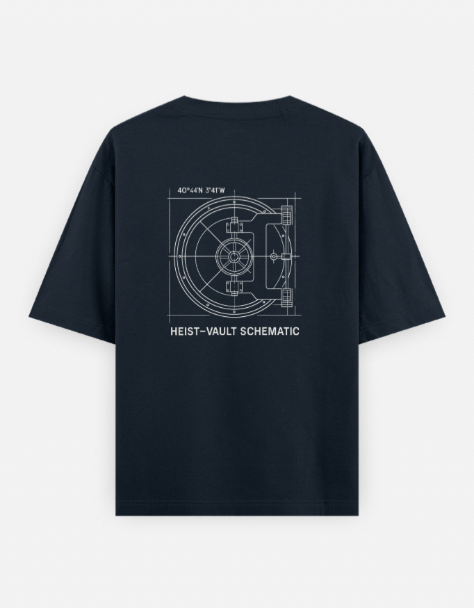 Bella Ciao Heist Schematic Oversized Streetwear Tee - Image 2