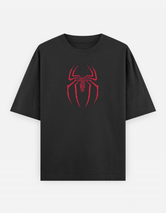 Venom Red Spider Emblem Minimal Oversized T-Shirt